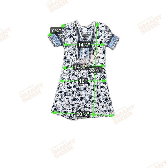 Knox Rose XS Floral Boho Short Sleeve Dress Blue White Soft Knit Summer Casual - Picture 4 of 4